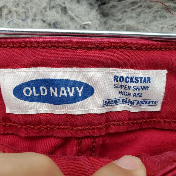 Old Navy Jeans Womens Size 16 Red Rockstar Super Skinny Button Fly Stretch Denim - Picture 2 of 10